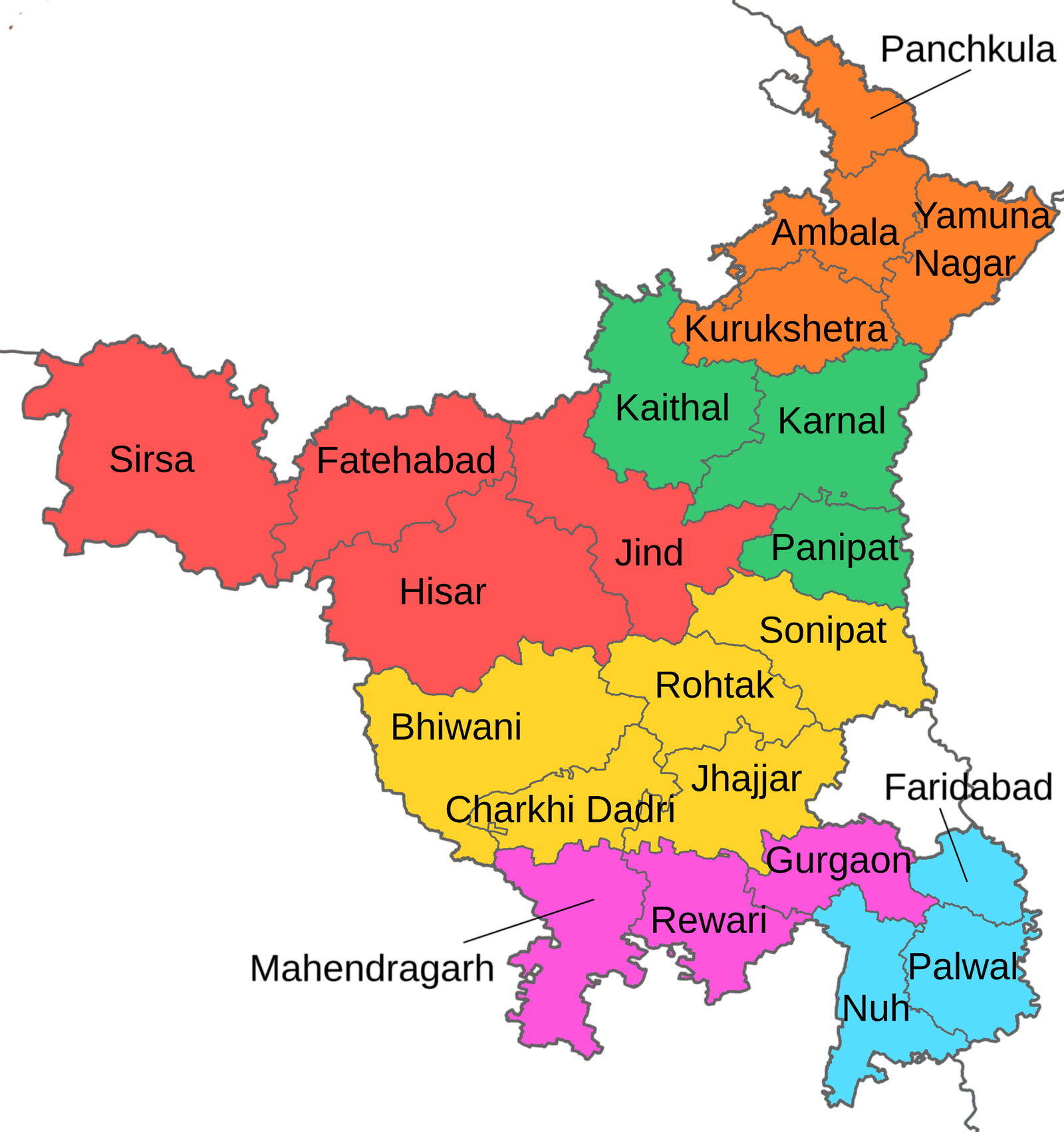 Haryana district map